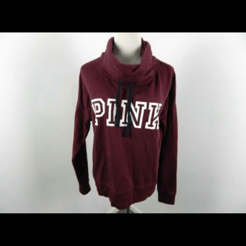 VS Pink Maroon Cowl Neck Pullover Sweatshirt